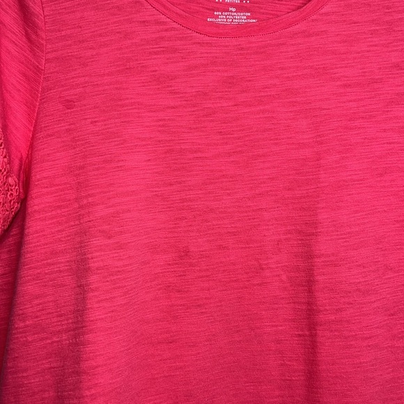 Talbots Pink Embroidered Sleeve Cotton Top - Picture 3 of 5